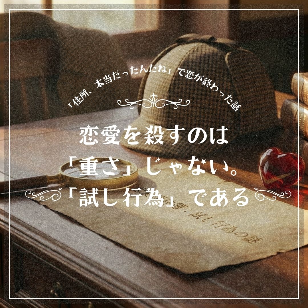 恋愛を殺すのは「重さ」じゃない。 「試し行為」である